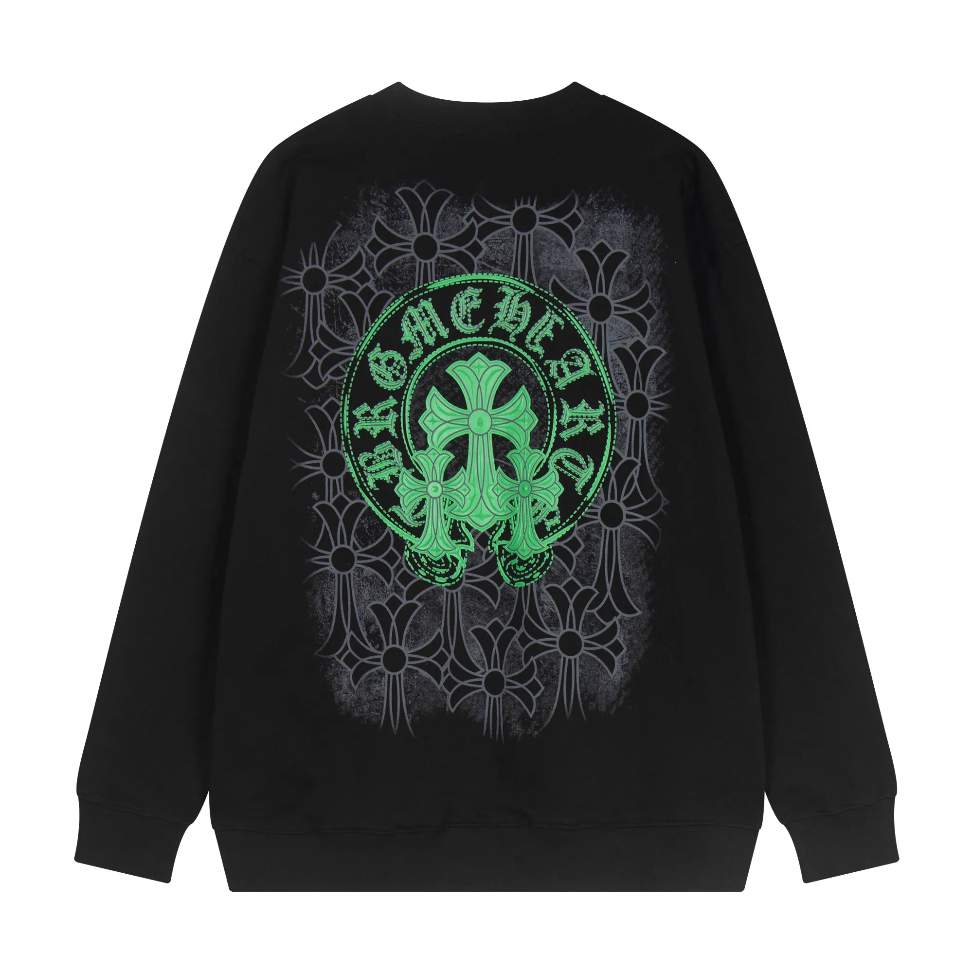 P250 Chrome Hearts Chrome Hearts Sanskrit Cross Round Neck Sweatshirt Size: SMLXL Color: Black White